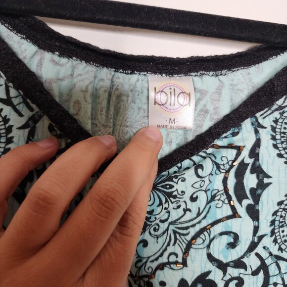 Bila eclectic Bohemian hippie earthy knitted crochet cap sleeve top size M - Picture 8 of 8